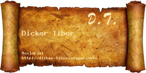 Dicker Tibor névjegykártya